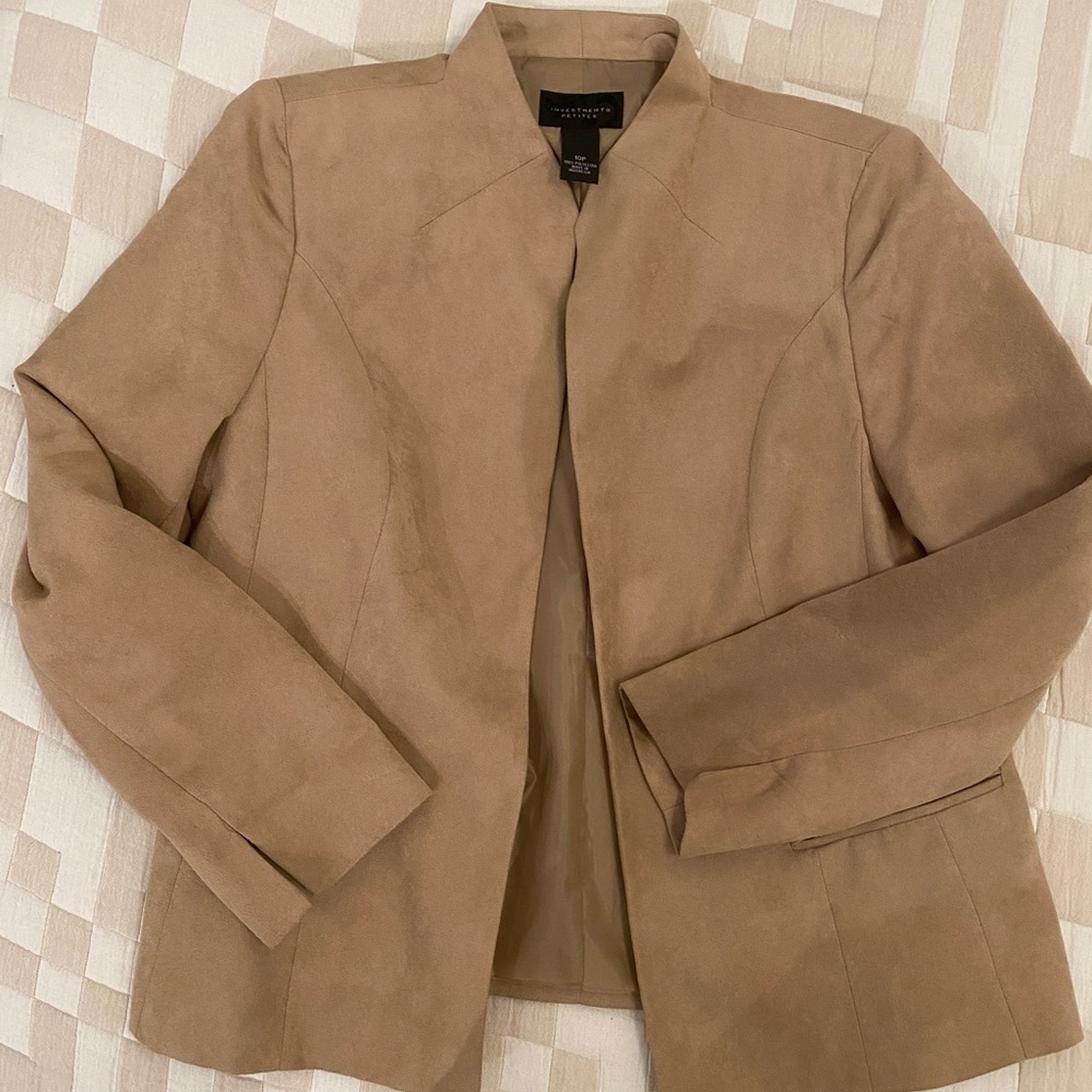 Faux-suede, high-collared blazer. - Picture 4 of 8